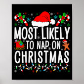 Most Likely To Nap On Christmas Funny Matching Fam Poster (Voorkant)