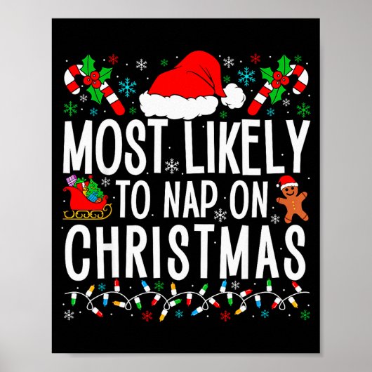 Most Likely To Nap On Christmas Funny Matching Fam Poster (Voorkant)