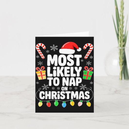 Most Likely To Nap On Christmas Shirt Family Match Kaart (Voorkant)