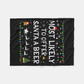 Most Likely To Offer Santa A Beer Funny Christmas Fleece Deken (Voorkant (Horizontaal))