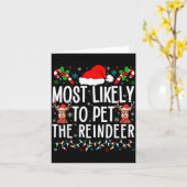 Most Likely To Pet The Reindeer Funny Matching Chr Kaart (Gele Bloem)