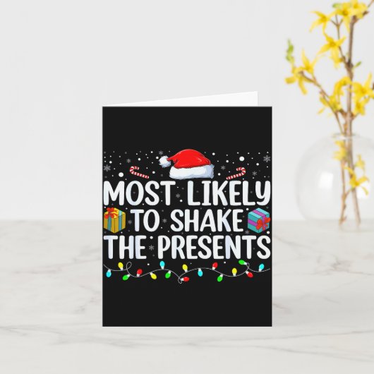 Most Likely To Shake The Family Matching Christmas Kaart (Gele Bloem)