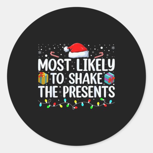 Most Likely To Shake The Family Matching Christmas Ronde Sticker (Voorkant)