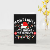 Most Likely To Shake The Xmas Family Matching 2025 Kaart (Gele Bloem)
