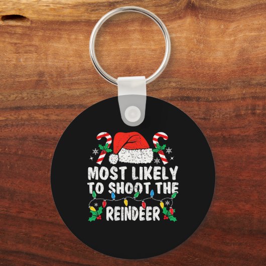 Most Likely To Shoot The Reindeer Family Matching Sleutelhanger (Voorkant)