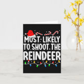 Most Likely To Shoot The Reindeer Funny Matching C Kaart (Gele Bloem)