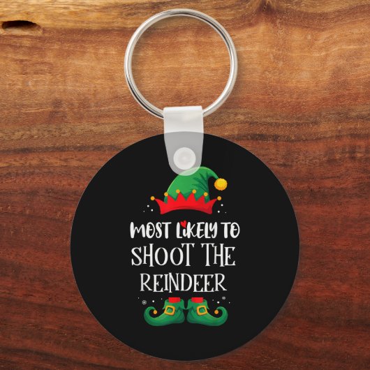 Most Likely To Shoot The Reindeer Matching Christm Sleutelhanger (Voorkant)