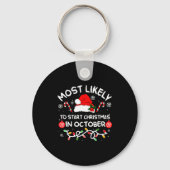 Most Likely To Start Christmas In October Xmas Mat Sleutelhanger (Voorkant)