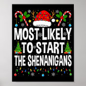Most Likely To Start The Shenanigans Xmas Matching Poster (Voorkant)