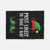 Most Likely To Take A Nap Matching Christmas Elf  Fleece Deken (Voorkant (Horizontaal))