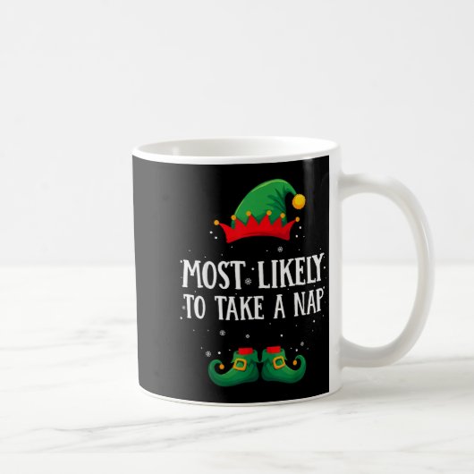 Most Likely To Take A Nap Matching Christmas Elf Koffiemok (Rechts)