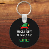 Most Likely To Take A Nap Matching Christmas Elf Sleutelhanger (Voorkant)
