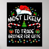 Most Likely To Trade Brother For Family Christmas Poster (Voorkant)