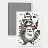 Most Wonderful Wine of the Year Raccoon Magneet (Voorkant / Achterkant)