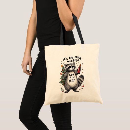 Most Wonderful Wine of the Year Raccoon  Tote Bag (Voorkant (product))