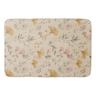 Mostaard Bloemige Vintage Wingerd Botanische Worpd Badmat