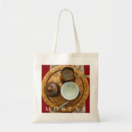 Mostar Bosnian koffiezetset canvas tas (Voorkant)