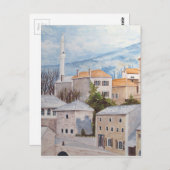 Mostar, Bosnië - Acryltueel schilderen Briefkaart (Voorkant / Achterkant)
