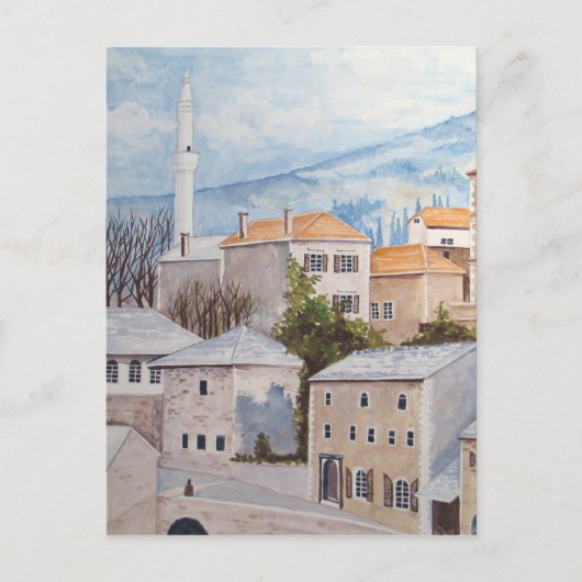 Mostar, Bosnië - Acryltueel schilderen Briefkaart (Voorkant)