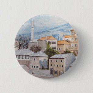 Mostar, Bosnië - Acryltueel schilderen Ronde Button 5,7 Cm