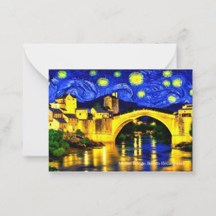 Mostar Bridge, Bosnië op een Eid Mubarak Kaart Notitiekaartje