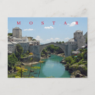 Mostar Old Bridge zicht op ansichtkaart Briefkaart