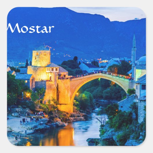 Mostar Vierkante Sticker (Voorkant)