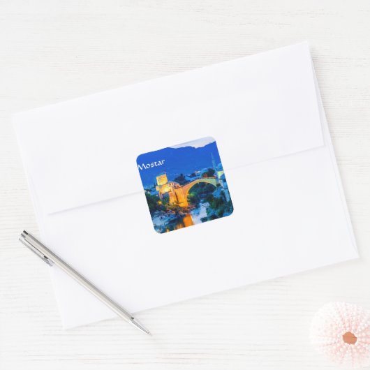 Mostar Vierkante Sticker (Envelop)