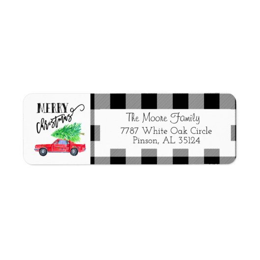 Mosterang kerstretouradrestabellen etiket (Voorkant)