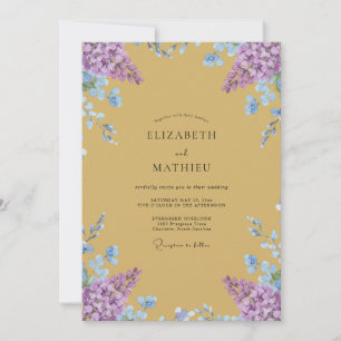 Mosterd Amethyst Wisteria Bruiloft Kaart