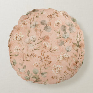 Mosterd Bloemige Vintage Wingerd Botanische Babyde Rond Kussen