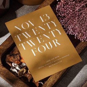 Mosterd Bruine Herfst Bruiloft   Minimalistische H Save The Date