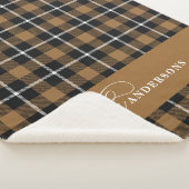 Mosterd check tartan script gepersonaliseerde fami sherpa deken (3/4)