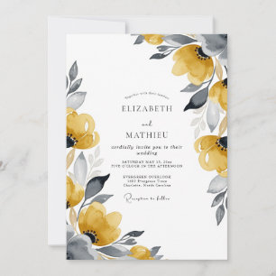 Mosterd Chic Botanische Bruiloft Kaart