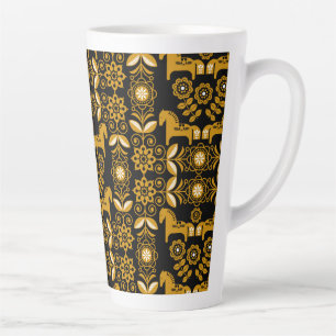 Mosterd Dala Zweeds Paard Print Latte Mok