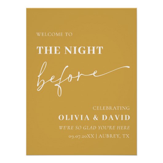 Mosterd de avond voor repetitie diner teken perfect poster (Voorkant)