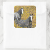 Mosterd en paarden vierkante sticker (Tas)