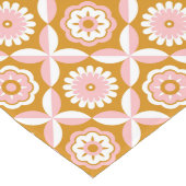 Mosterd- en roze retro-bloemen lange tafelloper (Hoek)