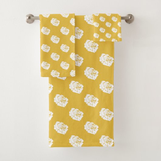Mosterd en Witte Rozendoekset Bad Handdoek (Insitu)
