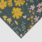 Mosterd Floral Beetles & Bijen Boheemse Wildflower Tissuepapier (Detail)