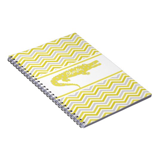 Mosterd Gator op Chevron gepersonaliseerd Notitieb Notitieboek (Rechterzijde)