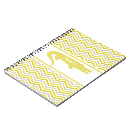 Mosterd Gator op Chevron gepersonaliseerd Notitieb Notitieboek (Linkerzijde)