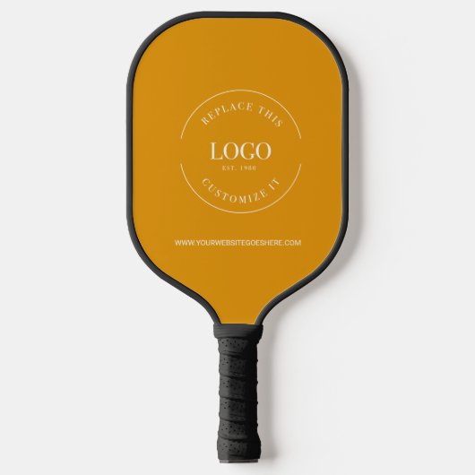 Mosterd Geel Bedrijf logo WEBSITE Promotie Pickleball Paddle (Voorkant)