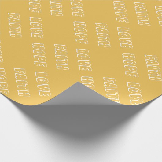 Mosterd Geel & Wit, Liefde Geloof Hoop Bericht Cadeaupapier (Hoek)