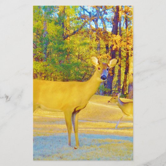 Mosterd gekleurd deer met lichtblauw briefpapier (Voorkant)