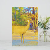 Mosterd gekleurd deer met lichtblauw briefpapier (Staand voorkant)