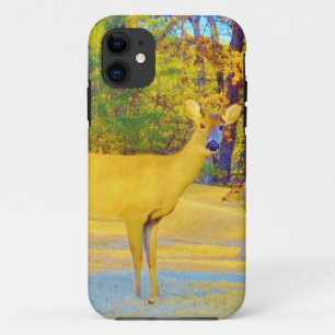 Mosterd gekleurd deer met lichtblauw iPhone 11 hoesje