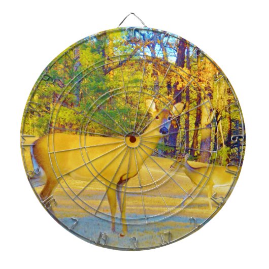 Mosterd gekleurd deer met lichtblauw dartbord (Voorkant)