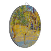 Mosterd gekleurd deer met lichtblauw dartbord (Voorkant Links)