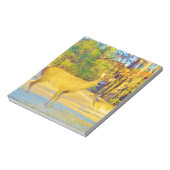 Mosterd gekleurd deer met lichtblauw notitieblok (Gedraaid)